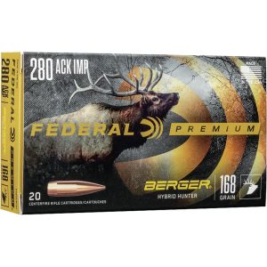 Federal Premium Rifle Ammo 280 Ackley 168 gr. Berger Hybrid Hunter 20 rd.