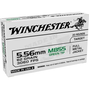 Winchester USA M855 Rifle Ammo 5.56 62 gr. FMJ 20 rd.