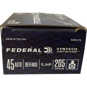 Federal Syntech Defense Pistol Ammo 45 ACP 205 gr. Syntech Defense SJHP 50 rd.
