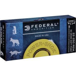 Federal Power-Shok Rifle Ammo 22-250 Rem 55. Jacketed Soft Point 20 rd.