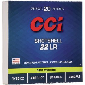 CCI Pest Control Shotshell Rimfire Ammo 22 LR 31 gr. #12 Shot 20 rd.