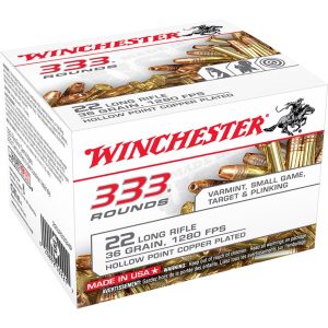 Winchester USA Pistol Ammo 22 LR 36 gr. Copper Plated HP 333 rd.