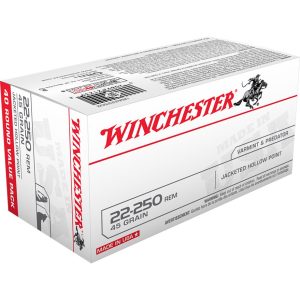 Winchester USA Rifle Ammo 22-250 Rem. 45 gr. JHP 40 rd.