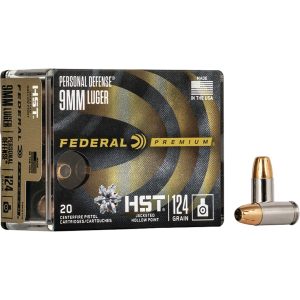 Federal Premium Personal Defense Pistol Ammo 9mm Luger 124 gr. HST Jacketed HP 20 rd.