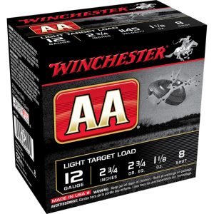 Winchester AA Light Target Load 12 Gauge 2.75 in. 1 1/8 oz. 8 Shot 25 rd.