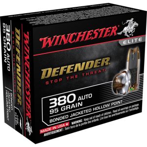 Winchester Defender Pistol Ammo 380 ACP 95 gr. Bonded Jacket HP 20 rd.