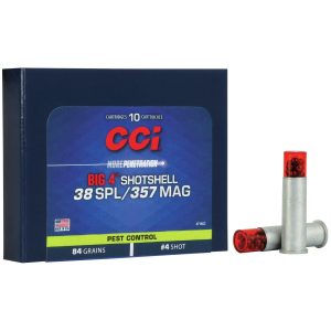 CCI Big 4 Shotshell Pistol Ammo 38 Spl, 357 Mag 81 gr. Shotshell #4 10 rd.