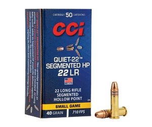 CCI Quiet-22 Rimfire Ammo 22 LR. 40 gr. Segmented HP 50 rd.