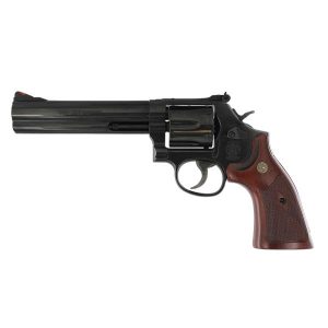 SW 586 CLASSIC 357MAG 6 BLUED CHECKERED WOOD 6RD
