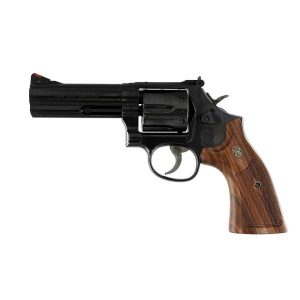 SW 586 CLASSIC 357MAG 4 BLUED CHECKERED WOOD 6RD